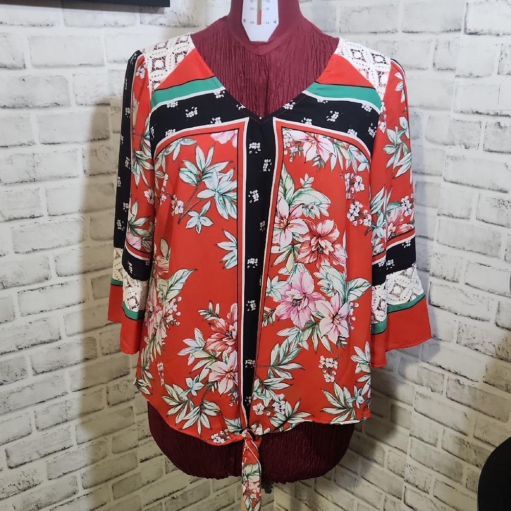 Fig and Flower SZ 1X Floral Blouse